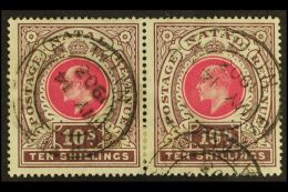 NATAL 1902 10s Deep Rose And Chocolate SG 141, Horizontal Pair With Neat Parcels Durban Cds's  For More Images,... - Non Classificati