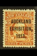 1913 3d Chestnut "Auckland Exhibition" Overprint, SG 414, Very Fine Mint, Fresh. For More Images, Please Visit... - Other & Unclassified