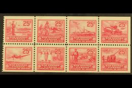 WAR TAX SAVINGS 1940-41 25c Carmine Se-tenant PANE Of 8 (no Tab), Fine Mint (most Stamps Are Never Hinged), Fresh.... - Altri & Non Classificati