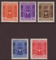 1940 ITALIAN OCCUPATION - POSTAGE DUE Complete Set, Sass. S 9, Very Fine Mint. (5 Stamps) For More Images, Please... - Albania