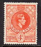 Swaziland GVI 1938 4d Definitive, Perf 13½x13, Hinged Mint (BA2) - Swaziland (...-1967)