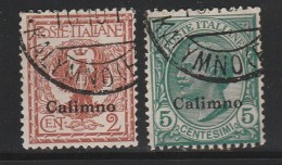 Italian Colonies 1912 Greece Aegean Islands Egeo Calino Calimnos No 1 And 2 Lot Used (B353) - Egeo (Calino)