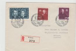 Lie187 / LIECHTENSTEIN -  Hochzeits-Sonderstempel 7.3.43 Auf Einschreiben Mit Michel Nr. 211-13 - Lettres & Documents