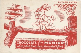 Buvard/ Menier/ Le Chat , La Belette Et Le Petit Lapin/1955-60   BUV281 - Cocoa & Chocolat