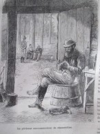 Gravure   1878 Canada Les Mines D Or   Le Pecheur Raccomodeur De Chaussettes   Gold Hunter Hunting - Autres & Non Classés