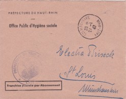 FRANCE 1947 LETTRE EN FRANCHISE DE COLMAR - Frankobriefe