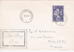 BELGIQUE 1957 FDC DE BRUXELLES - 1951-1960