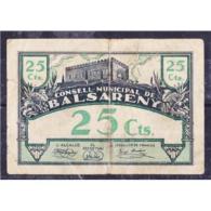 BCNBYMA6205-LBTBIMGC0225-SC.BILLETES DE MARCELONA  DE LA GUERRA CIVIL. 50 CENTIMOS 1937. AYUNTAMIENTO DE BALSARENY - 1-2 Peseten