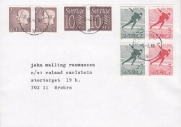 Sweden ÖREBRO 1980 Cover Brief Incl. 4x 3-Sided Pairs VM Iceskating Block - Briefe U. Dokumente