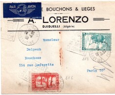 Lettre D Algerie Pour La France  ( 1938 ) - Poste Aérienne