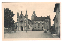 CPA CORBELIN ISERE L EGLISE ET LA PLACE TACOTS AUTO VOITURE - Corbelin