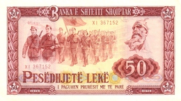 ALBANIA 50 LEKË 1976 P-45a UNC SANS SERIF PREFIX. PRINTER: UNKNOWN. S/N HL 137509 [AL223d] - Albanië