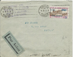 TUNISIE - 1935 - POSTE AERIENNE - ENVELOPPE 1° VOL DANS LA JOURNEE De TUNIS à  PARIS - Covers & Documents