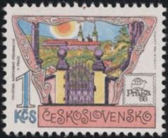 Czechoslovakia / Stamps (1988) 2842: Monument Of National Literature In Prague (Strahov Monastery) Painter Josef Liesler - Abbayes & Monastères