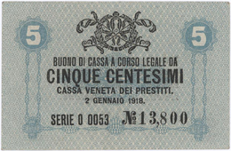 5 Centesimi - CASSA VENETA DEI PRESTITI - Year 1918 - Buoni Di Cassa