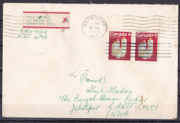 CANADA, 1972, Cover From Canada To India,  2 Stamps, Candles - Covers & Documents
