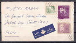 CANADA, 1972, Airmail Cover From Canada To India,  3 Stamps, - Cartas & Documentos