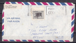 CANADA,  Airmail Cover From Canada To India, 1 Stamp, Wood Stove - Cartas & Documentos