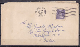 CANADA, 1953,  Cover  From Canada To India, 1 Stamp, Queen - Covers & Documents