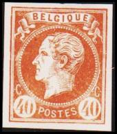 1865. Leopold I. BELGIQUE POSTES 40 CENTIMES Essay. Brown.     (Michel: ) - JF194601 - Probe- Und Nachdrucke