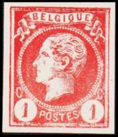 1865-1866. Leopol I. BELGIQUE POSTES 1 CENT Essay. Red. (Michel: ) - JF194479 - Essais & Réimpressions
