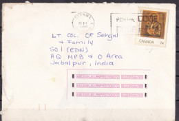 CANADA, 1988, Cover  From Canada To India,  1 Stamp, - Cartas & Documentos