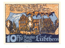 0-2822 LÜBTHEEN, Notgeld-Schein 10 Pfg. Reuter Geld - Lübtheen