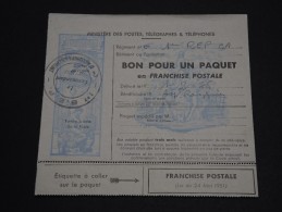 FRANCE – Bon Pour Paquet En Franchise Postale – Détaillons Collection - A Voir - N° 17606 - Lettres & Documents