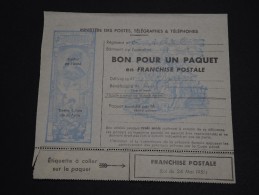 FRANCE – Bon Pour Paquet En Franchise Postale – Détaillons Collection - A Voir - N° 17607 - Lettres & Documents