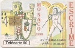 CARTE-PUBLIC-MONACO-50U-MF40-GEM A-05/96-ESCRIME-V°-8005-UTILISE-TBE - Monaco