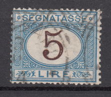 Regno D'Italia - 1870 Segnatasse (usato) 5 Lire Azzurro E Bruno Sass. 13 - Portomarken