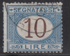 Regno D'Italia - 1870 Segnatasse (usato) 10 Lire Azzurro E Bruno Sass. 14 - Portomarken