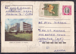 CUBA, Cover From Cuba To India, 2 Stamps, Fabrica De Calzado, La Habana - Briefe U. Dokumente