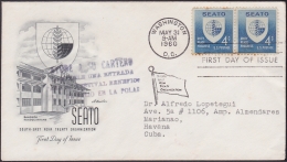 1960-H-49 US FDC 1960. SOBRE A CUBA MARCA AYUDE A SU CARTERO EN VIOLETA. - Brieven En Documenten