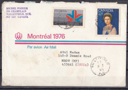 CANADA,  1980, Airmail Cover From Canada To India, Montreal 1976, Par Avion, Queen - Covers & Documents