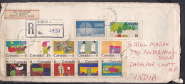 CANADA,  1971, Registered  Airmail Cover From Canada To India, 12 Stamps, Multiple Cancellations - Cartas & Documentos