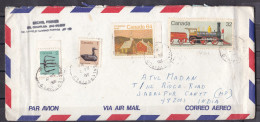 CANADA,   Airmail Cover From Canada To India, 4 Stamps, Multiple Cancellations, - Lettres & Documents