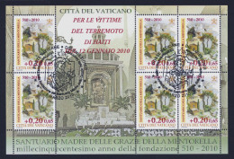 2010 VATICANO "1500° ANN. SANTUARIO MENTORELLA / VITTIME TERREMOTO HAITI" MF ANNULLO PRIMO GIORNO - Oblitérés