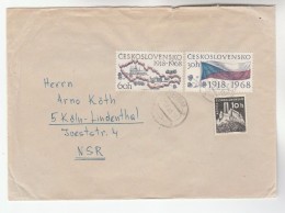 1968 Cheb CZECHOSLOVAKIA COVER  Stamps  60h ANNIV MAP 30h  FLAG , 10h BEZDEZ  To Germany - Lettres & Documents