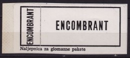 Encombrant / Heavy- Packet Label - Self Adhesive Postal LABEL - 1980´s Yugoslavia - Not Used - Servizio