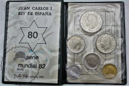 Spain Juan Carlos I Mint Coins 1982 FIFA World Cup Set - 100, 50, 25, 5, 1, Pesetas & 50 Cts. By Spanish Royal Mint - Ongebruikte Sets & Proefsets