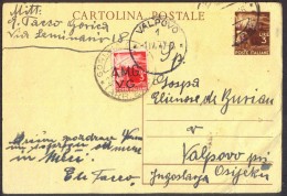 ITALIA - AMG VG  CARTOLINA POSTALE - GORICIA To CROATIA - 1947 - Marcophilie