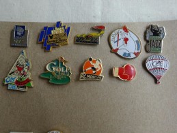 LOT 10 PINS THEMES BOXE GOLF OLYMPIQUE MARSEILLE MONTGOLFIERE J.O. EURO-DISNEY - Lots
