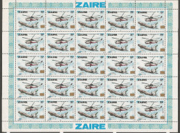 Zaire / Congo Kinshasa / RDC - NON EMIS / UNISSUED - Surcharge 100NZ Sur COB 948 Feuille De 25 MNH / ** 1994 Avion - Neufs