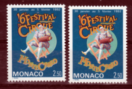 Monaco 1810 Le Cirque  Variété Inscriptions Jaunes Et Orange Neuf ** TB  MNH Sin Charnela - Varietà