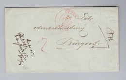 Heimat Schweiz SZ OLTEN 1850-02-26 2Kreis-Stempel Rot Brief Nach Burgdorf - 1843-1852 Timbres Cantonaux Et  Fédéraux