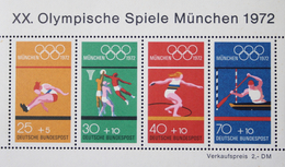 MiNr. 734 - 737 (Block 8) Deutschland Bundesrepublik Deutschland 1972, 18. Aug. Olympische Sommerspiele, München (VI). - 1959-1980