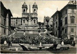 ROMA  PIAZZA DI SPAGNA- TRINITA' DEI MONTI (TARGHETTA  AL FORO ROMANO RIEVOCAZIONE DI ROMA ANTICA..)     ( VIAGGIATA) - Stazione Termini