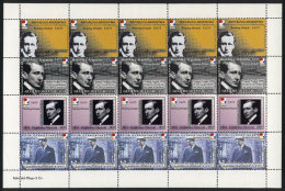ROWING POSTAL: Guglielmo Marconi, Year 1999, Complete Sheet Of 5 Sets, MNH, Excellent Quality! - Telegraphenmarken