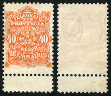 GJ.49A, Telegraph Of The Prov. Of Buenos Aires 40c. WITH WATERMARK Letters, VF And Rare! - Telegraphenmarken